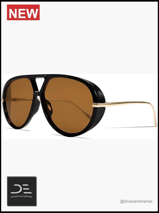 Retro Gold Oversized Aviator Sunglasses Metal Frame UV Protection main image 6